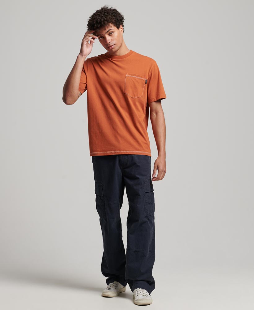 Contrast Stitch Pocket T Shirt Smoked Cinnamon Orange M1011723A 1KK 4