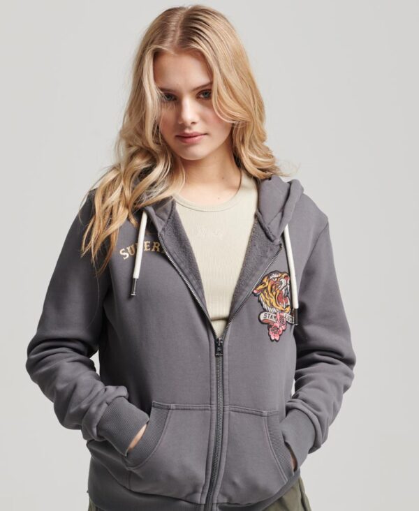 Custom Embellished Zip Hoodie Charcoal Grey W2012010A HSR 1