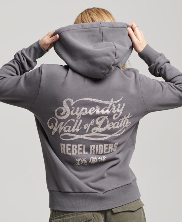 Custom Embellished Zip Hoodie Charcoal Grey W2012010A HSR 2