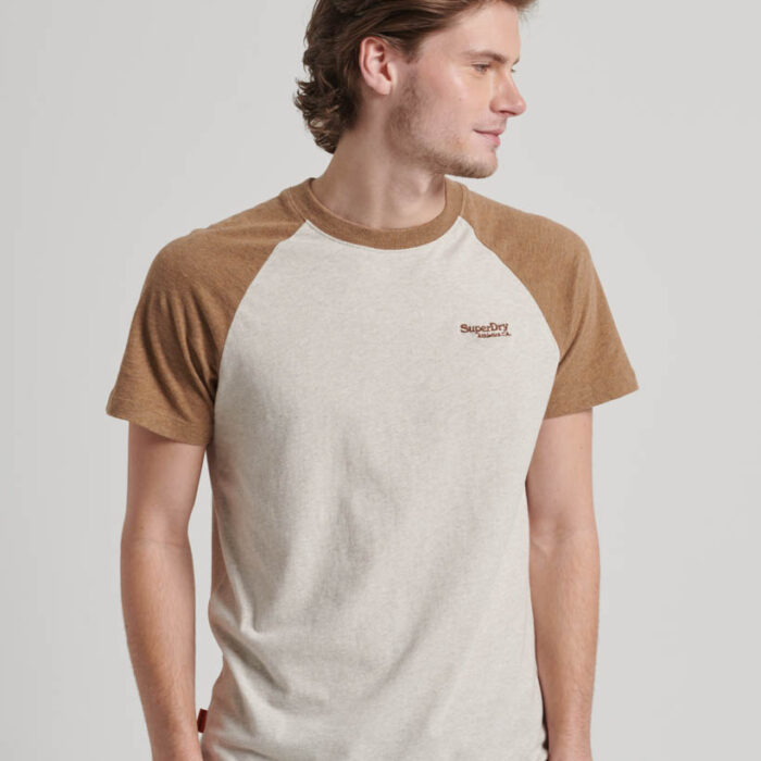 Essential Logo Baseball T Shirt Oat Cream Marl Buck Tan Marl M1011838A 1AQ 1