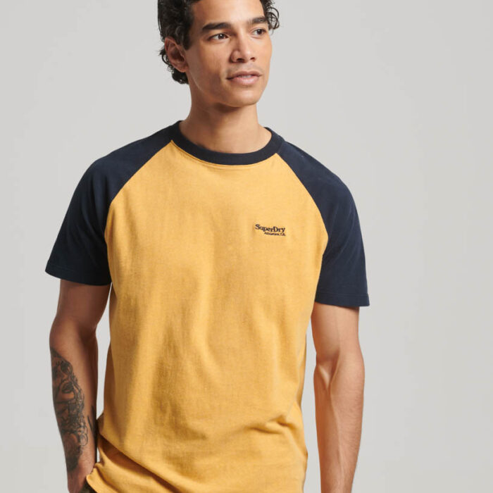 Essential Logo Baseball T Shirt Ochre Yellow Marl Eclipse Navy M1011838A 1AP 1