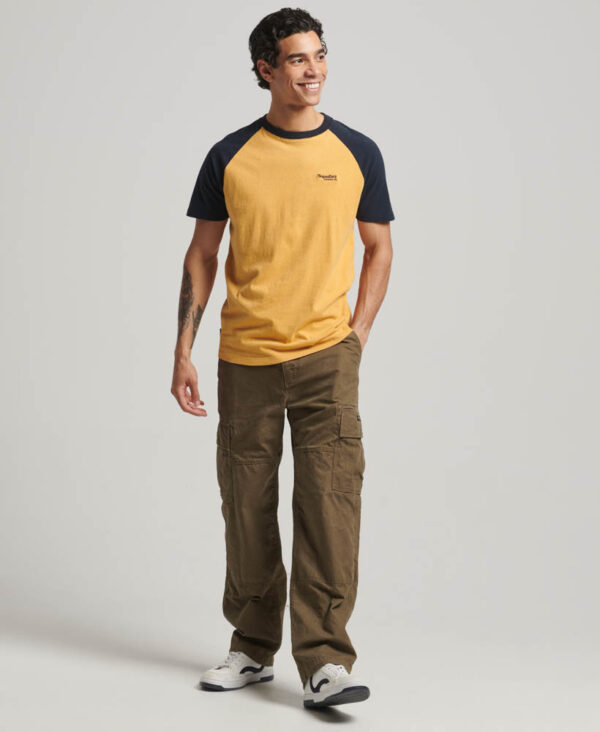 Essential Logo Baseball T Shirt Ochre Yellow Marl Eclipse Navy M1011838A 1AP 4
