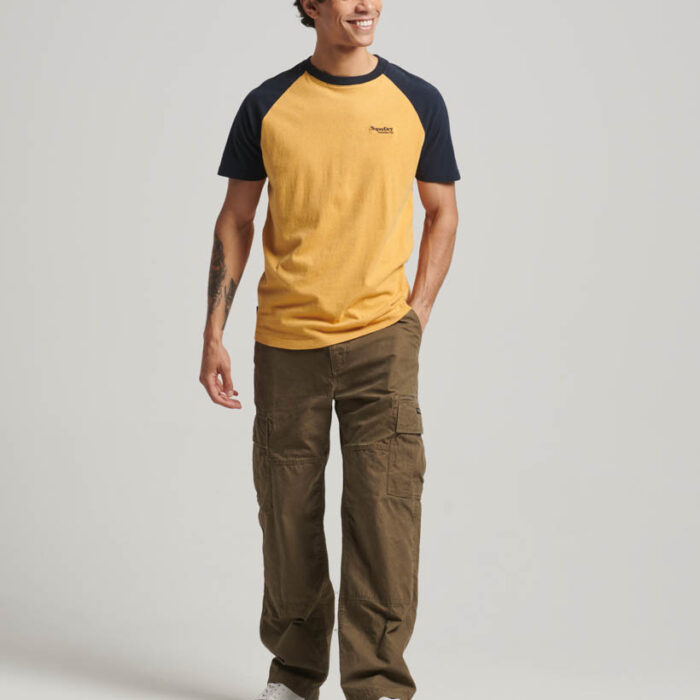 Essential Logo Baseball T Shirt Ochre Yellow Marl Eclipse Navy M1011838A 1AP 4