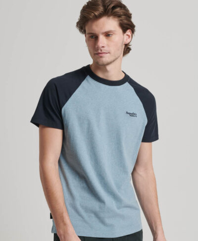 Essential Logo Baseball T Shirt Stone Blue Marl Eclipse Navy M1011838A 7PU 1