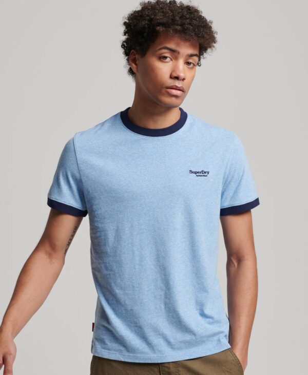Essential Logo Ringer T Shirt Halifax Blue Grit Navy M1011739A 8XD 1