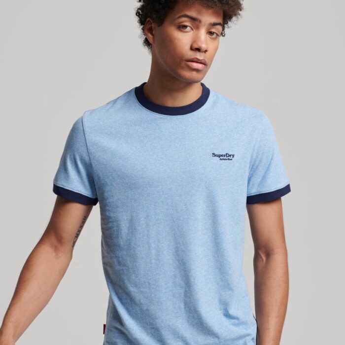 Essential Logo Ringer T Shirt Halifax Blue Grit Navy M1011739A 8XD 1