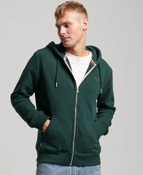 Essential Logo Zip Hoodie Forest Green M2013116A 20E 1