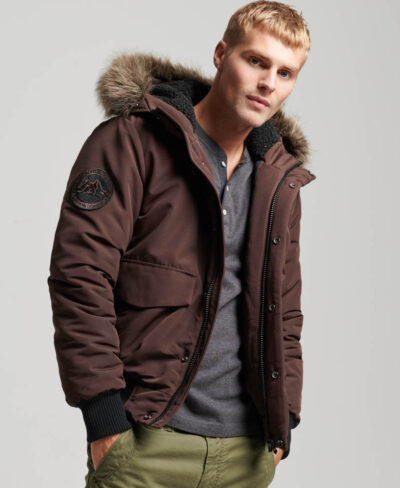 Hooded Everest Puffer Bomber Jacket Java Brown M5011742A UG4 1