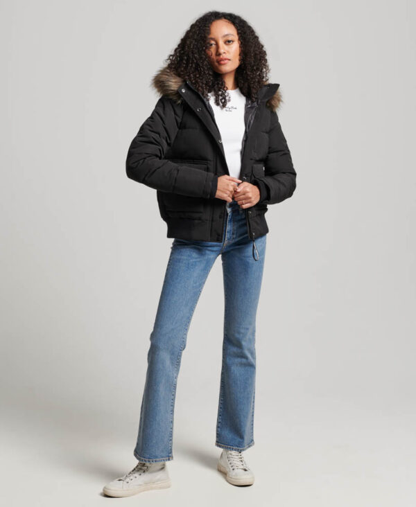 Hooded Everest Puffer Bomber Jacket Jet Black W5011576A 12A 5