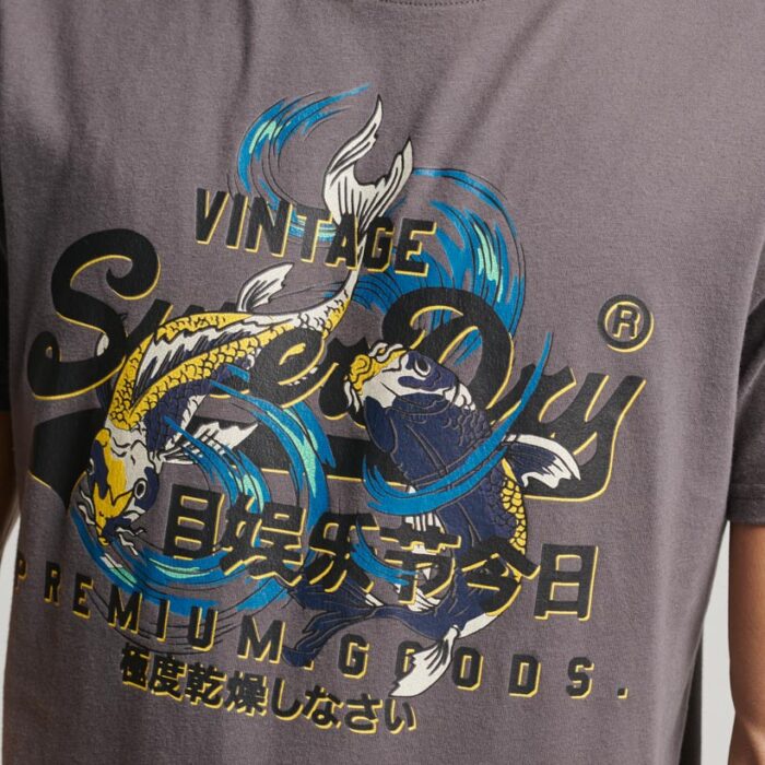 Japanese Vintage Logo Graphic T Shirt Dark Grey M1011861A 81Q 3