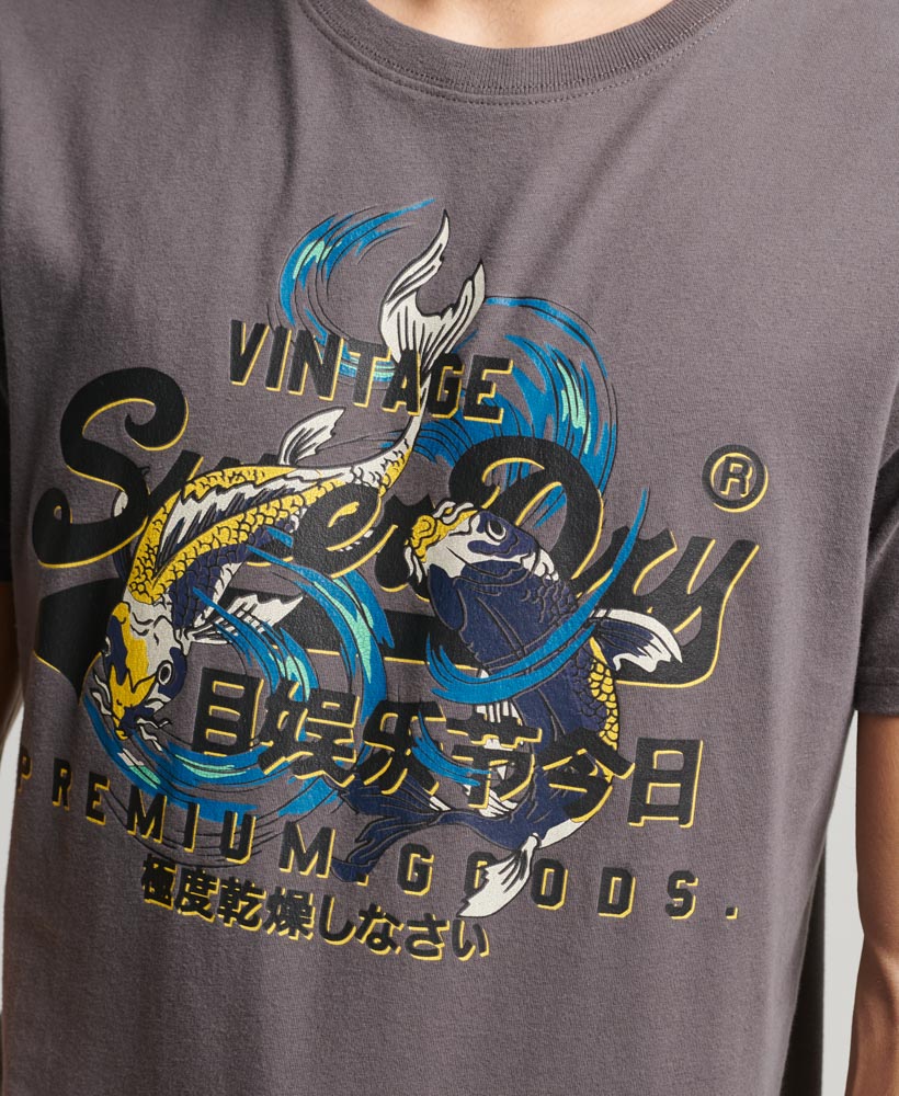 Japanese Vintage Logo Graphic T Shirt Dark Grey M1011861A 81Q 3