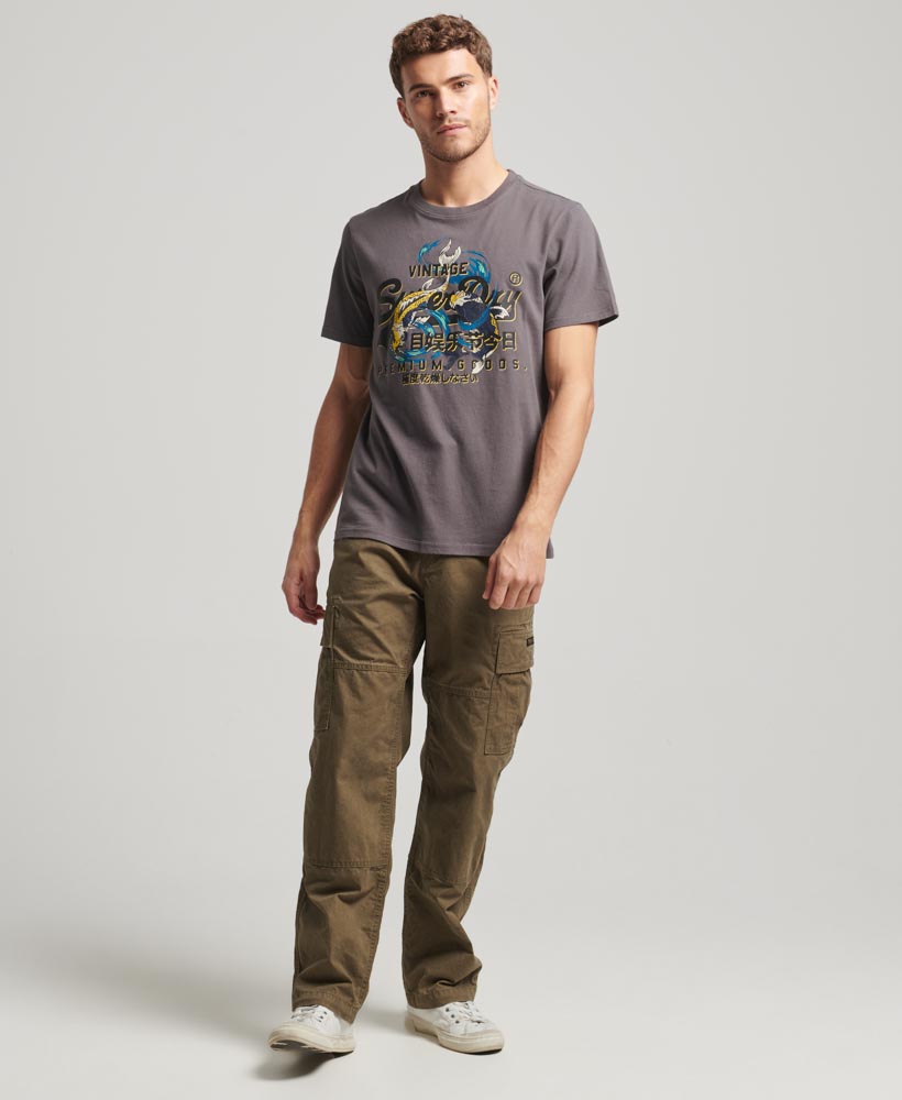 Japanese Vintage Logo Graphic T Shirt Dark Grey M1011861A 81Q 4