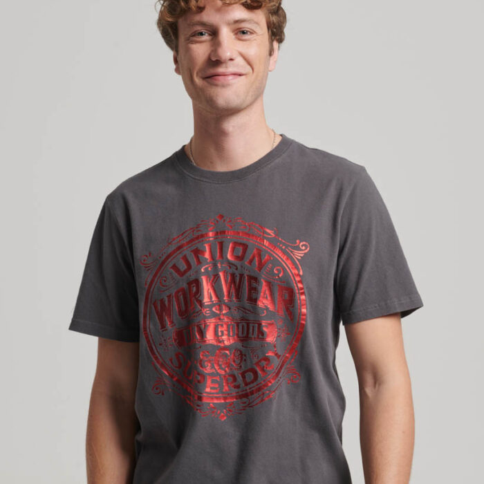Metallic Workwear Graphic T Shirt Charcoal M1011762A 00Q 1