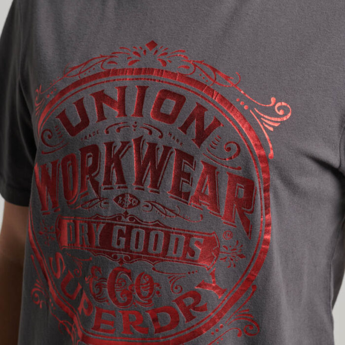 Metallic Workwear Graphic T Shirt Charcoal M1011762A 00Q 2