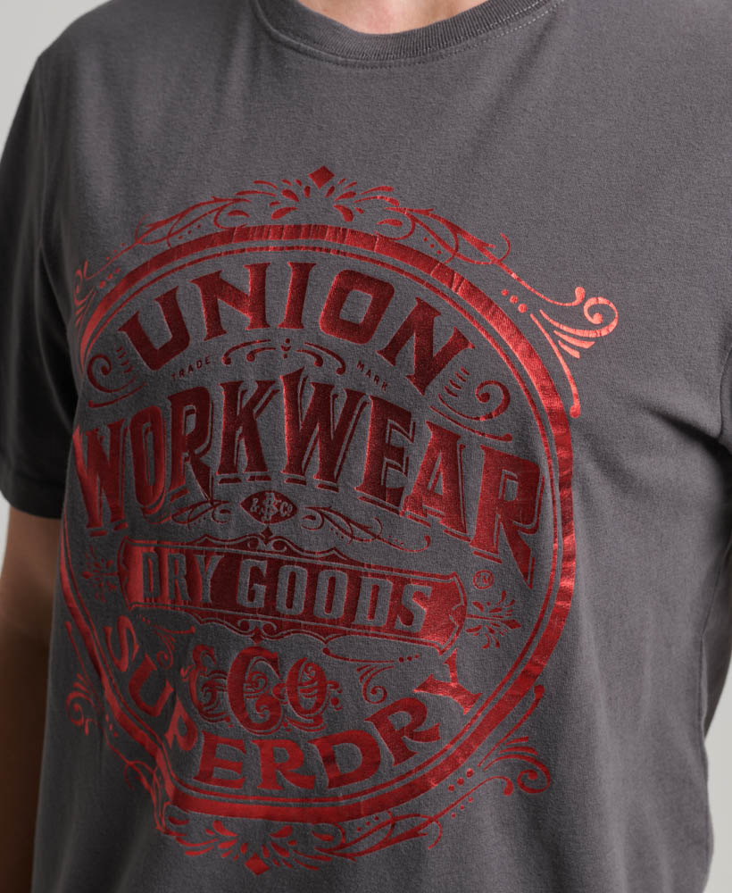 Metallic Workwear Graphic T Shirt Charcoal M1011762A 00Q 2