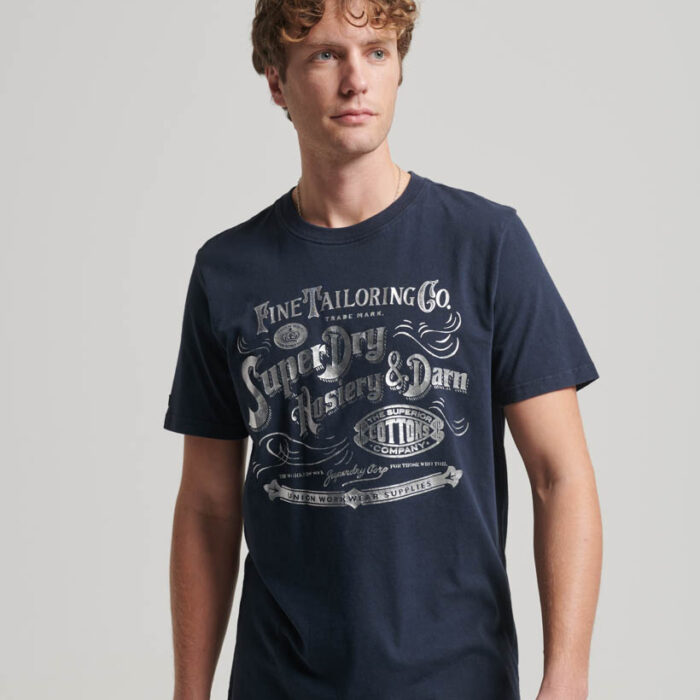 Metallic Workwear Graphic T Shirt Eclipse Navy M1011762A 98T 1