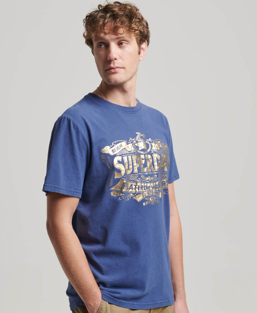 Metallic Workwear Graphic T Shirt Frontier Blue M1011762A NG7 1