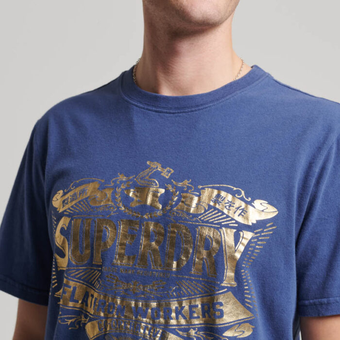 Metallic Workwear Graphic T Shirt Frontier Blue M1011762A NG7 2