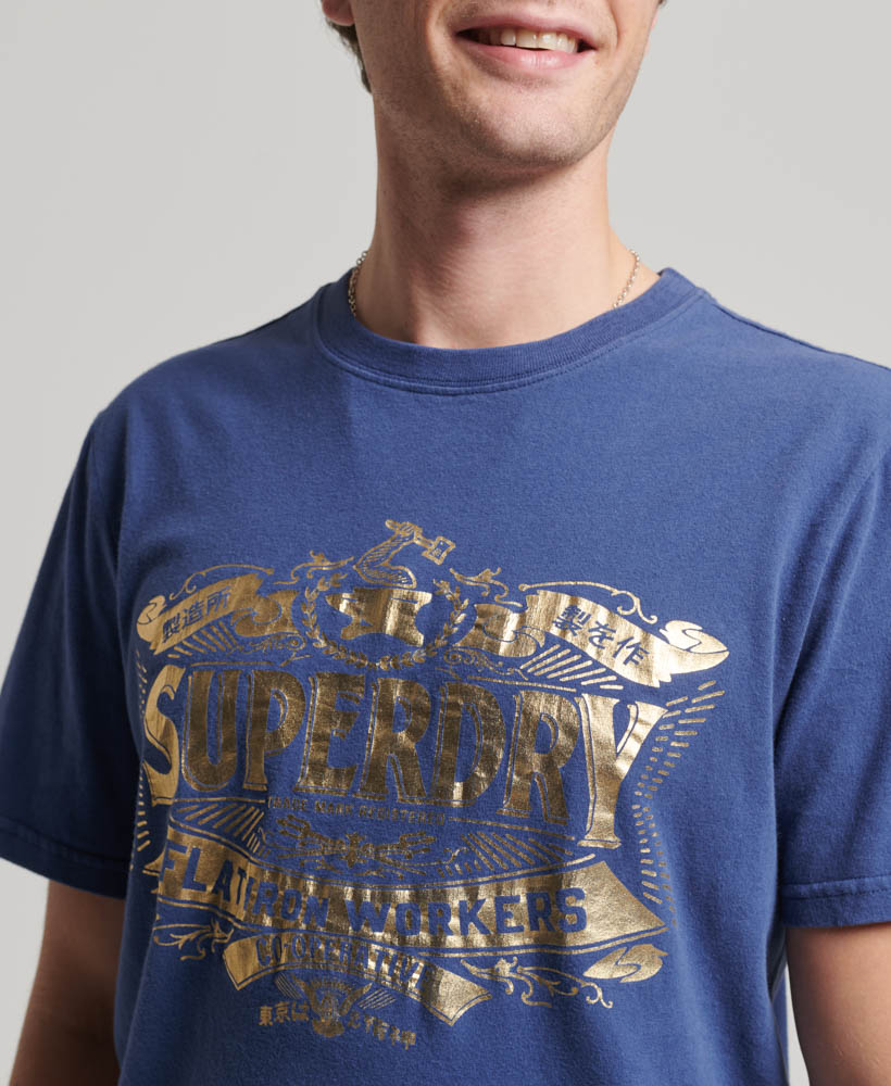 Metallic Workwear Graphic T Shirt Frontier Blue M1011762A NG7 2