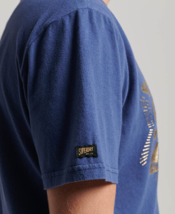 Metallic Workwear Graphic T Shirt Frontier Blue M1011762A NG7 3