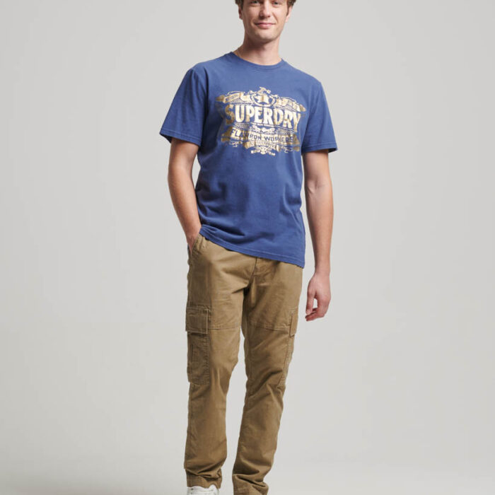 Metallic Workwear Graphic T Shirt Frontier Blue M1011762A NG7 4
