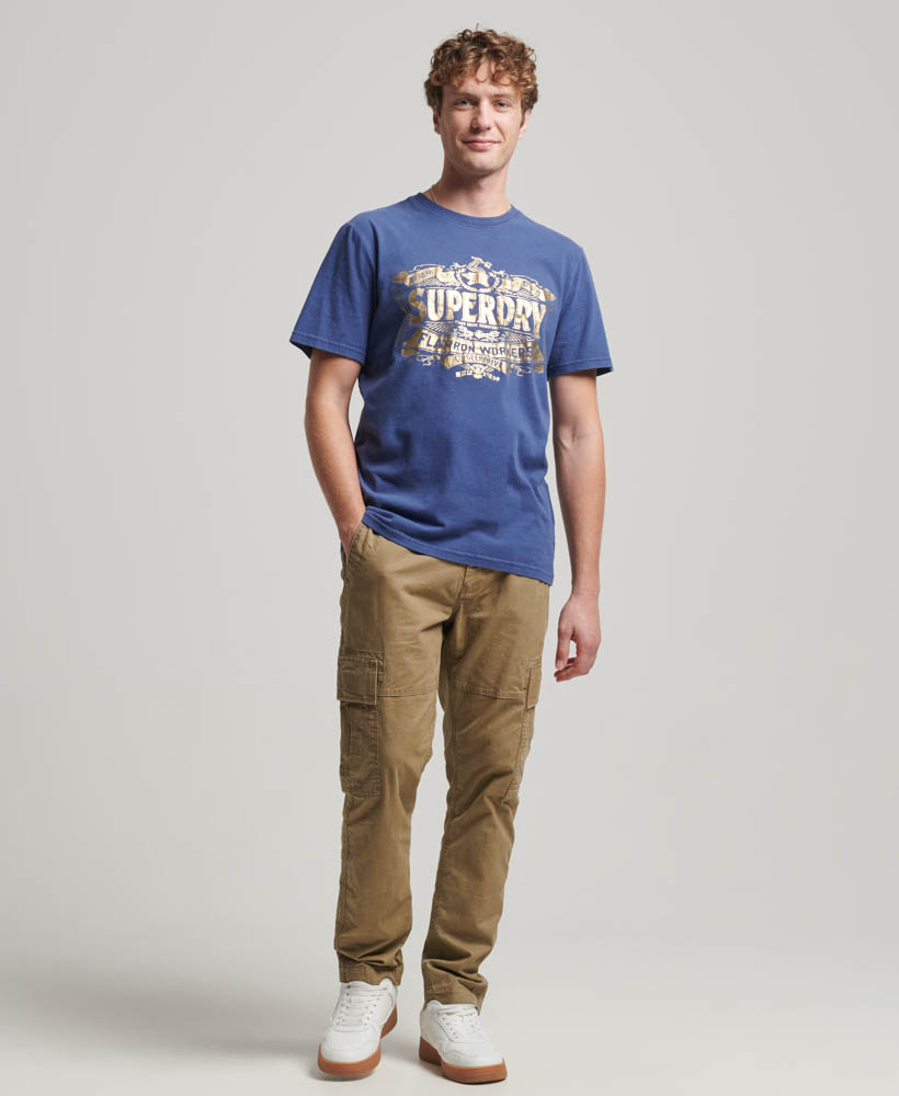 Metallic Workwear Graphic T Shirt Frontier Blue M1011762A NG7 4