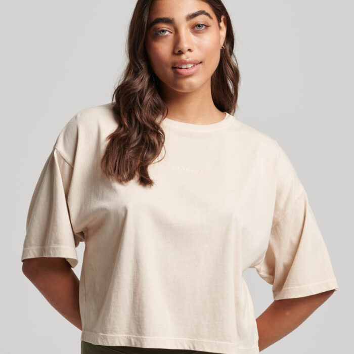 Micro Logo Embroidered Boxy Top Tapioca Cream W1011224A 9VB 1