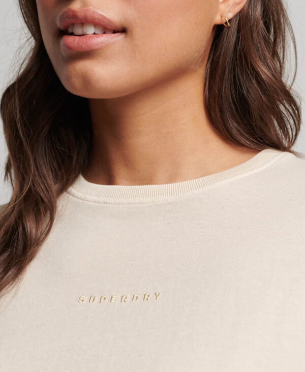 Micro Logo Embroidered Boxy Top Tapioca Cream W1011224A 9VB 2