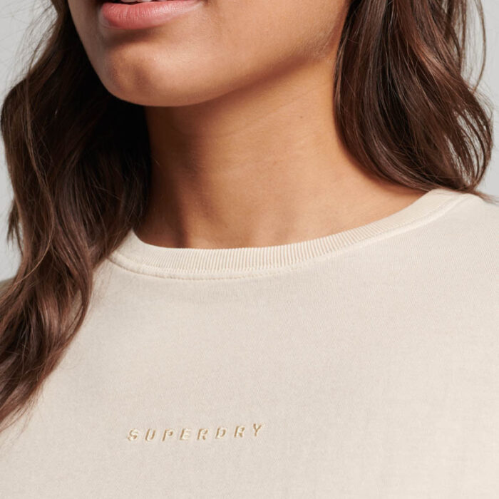 Micro Logo Embroidered Boxy Top Tapioca Cream W1011224A 9VB 2