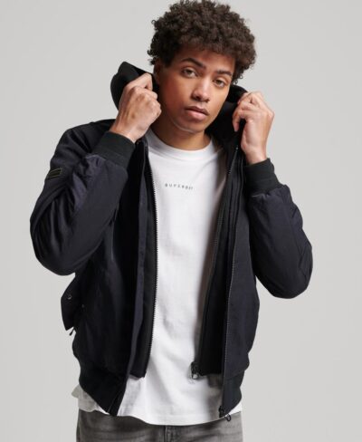 Military Hooded MA1 Bomber Jacket Jet Black M5011722A 12A 1