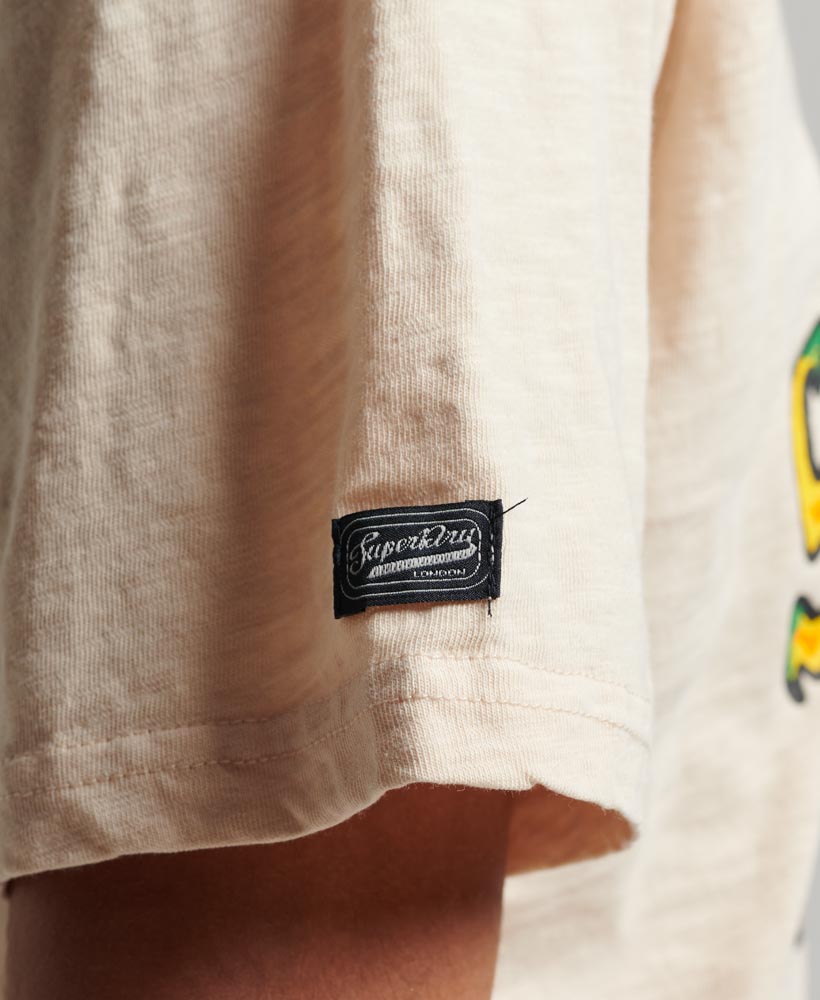 Motor Retro Graphic T Shirt Oatmeal White M1011770A 9VI 3