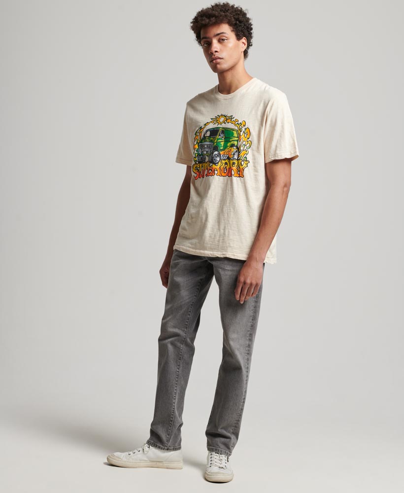 Motor Retro Graphic T Shirt Oatmeal White M1011770A 9VI 4