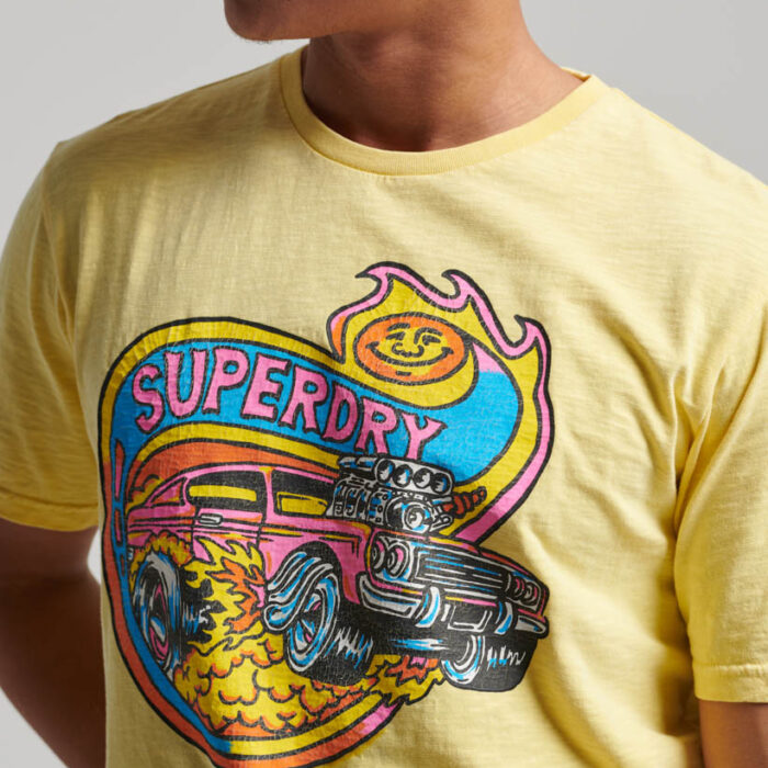 Motor Retro Graphic T Shirt Pale Yellow M1011770A QLC 2