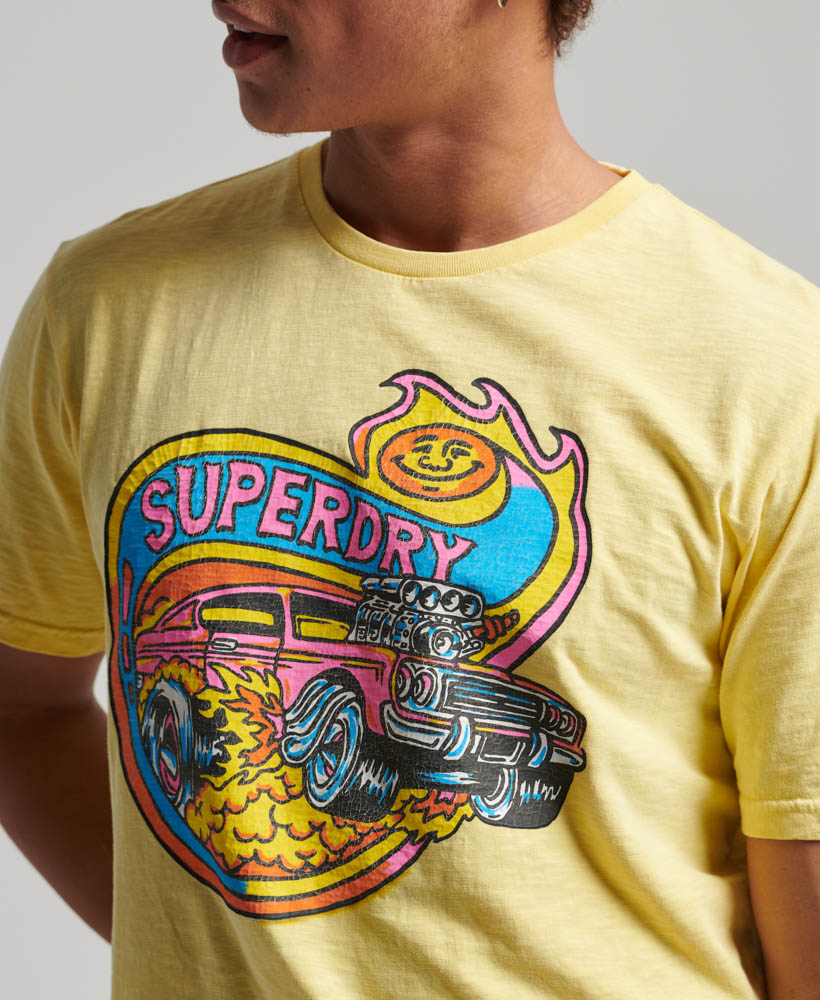 Motor Retro Graphic T Shirt Pale Yellow M1011770A QLC 2