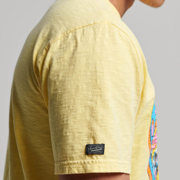 Motor Retro Graphic T Shirt Pale Yellow M1011770A QLC 3