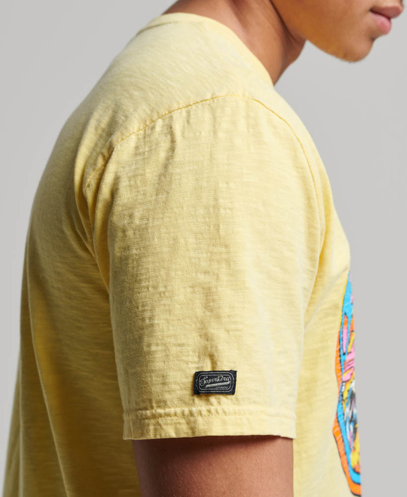 Motor Retro Graphic T Shirt Pale Yellow M1011770A QLC 3