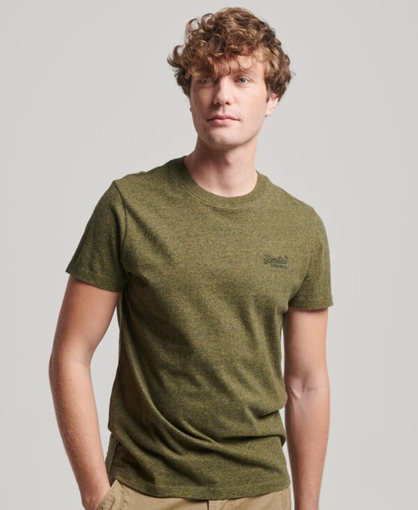 Organic Cotton Essential Logo T Shirt Olive Fleck Marl M1011245A 1BG 1