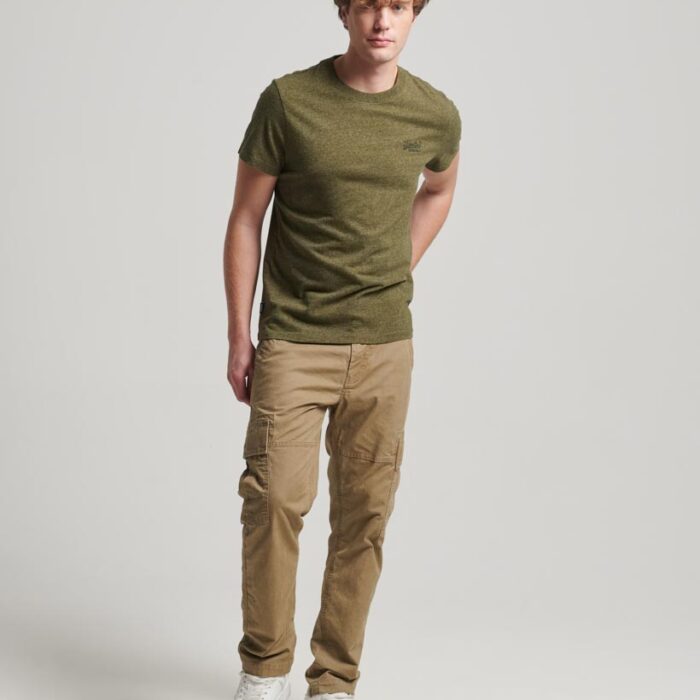 Organic Cotton Essential Logo T Shirt Olive Fleck Marl M1011245A 1BG 4