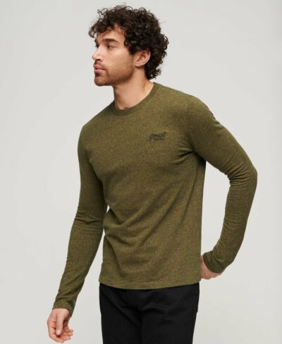 Organic Cotton Vintage Logo Embroidered Top Olive Fleck Marl M6010550A 1BG 1