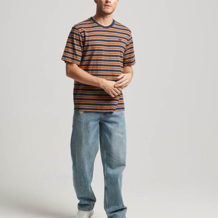 Relaxed Stripe T Shirt Camel Stripe M1011722A 1BA 4