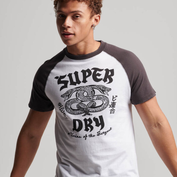 Retro Rock Graphic Raglan T Shirt Optic White Carbon Grey M1011782A 9VH 1