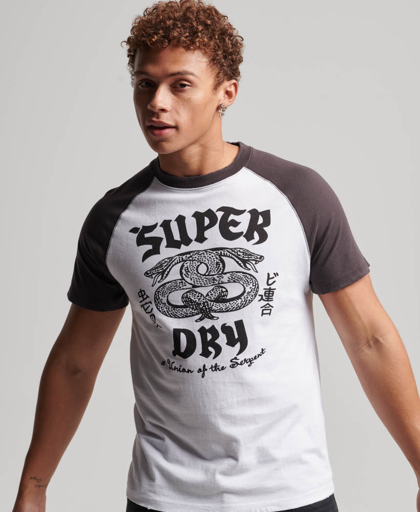 Retro Rock Graphic Raglan T Shirt Optic White Carbon Grey M1011782A 9VH 1