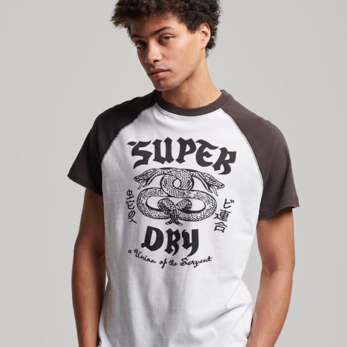 Retro Rock Graphic Raglan T Shirt Optic White Carbon Grey M1011782A 9VH 2