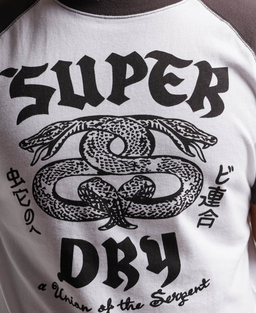 Retro Rock Graphic Raglan T Shirt Optic White Carbon Grey M1011782A 9VH 3