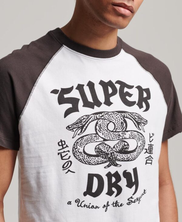 Retro Rock Graphic Raglan T Shirt Optic White Carbon Grey M1011782A 9VH 4