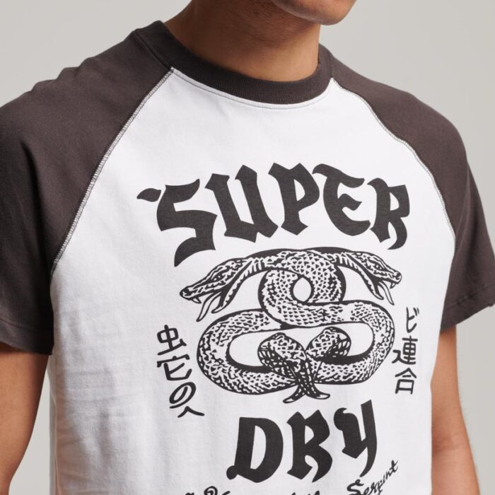 Retro Rock Graphic Raglan T Shirt Optic White Carbon Grey M1011782A 9VH 4