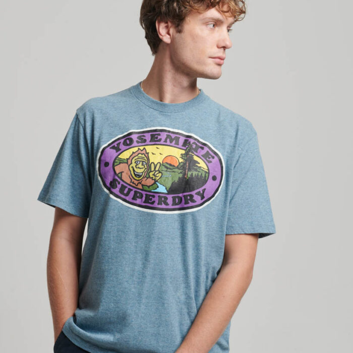 Travel Postcard Graphic T Shirt Desert Sky Blue Grit M1011778A Z7Z 1