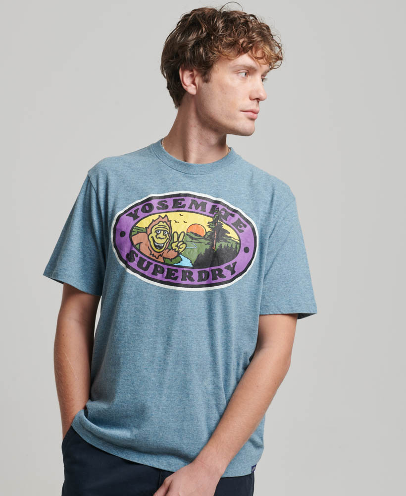 Travel Postcard Graphic T Shirt Desert Sky Blue Grit M1011778A Z7Z 1