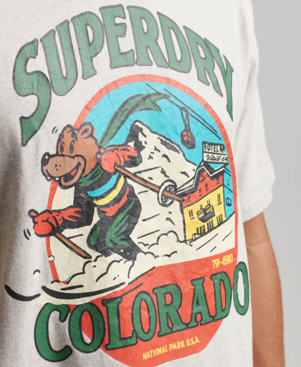 Travel Postcard Graphic T Shirt Oat Cream Marl M1011778A 8ZU 2