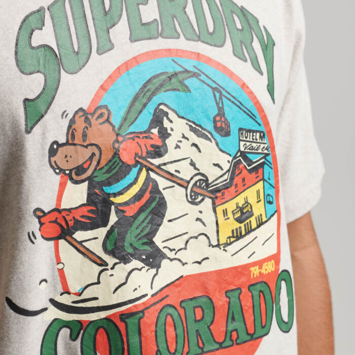 Travel Postcard Graphic T Shirt Oat Cream Marl M1011778A 8ZU 2